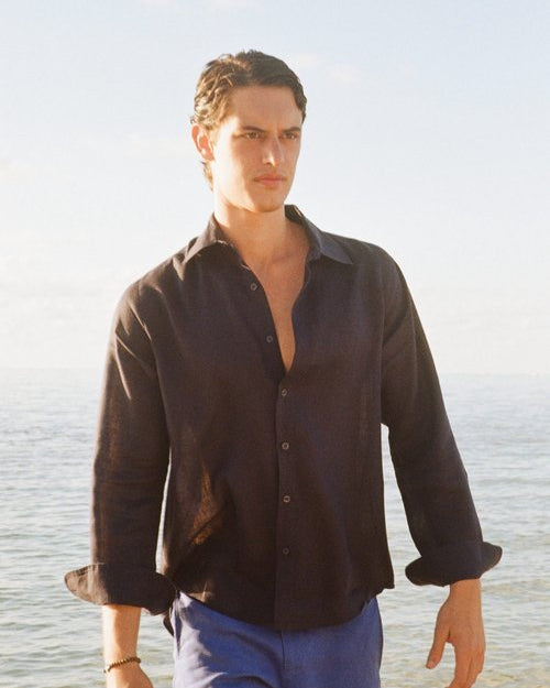 Mustique Linen Shirt - Midnight | Style & Comfort | Senja