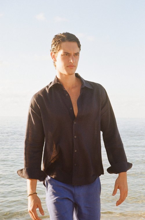 Mustique Linen Shirt - Midnight | Style & Comfort | Senja